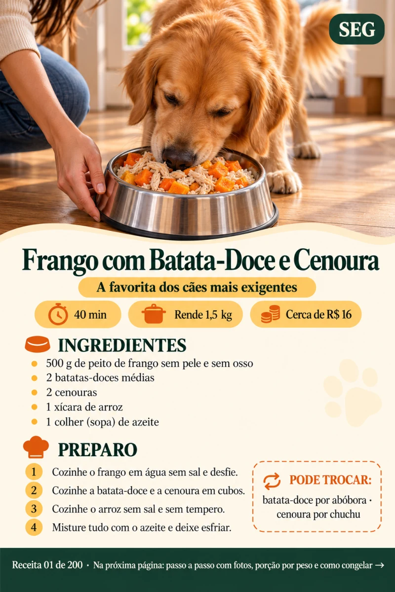 Receita de frango com batata-doce e cenoura