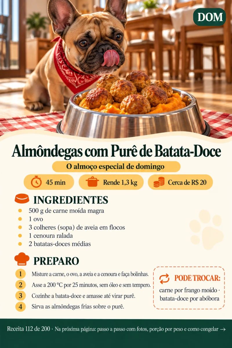 Receita de almôndegas com purê de batata-doce