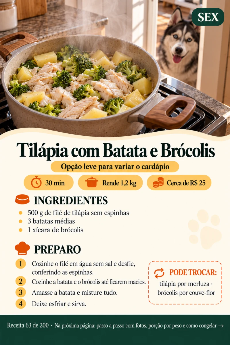 Receita de tilápia com batata e brócolis
